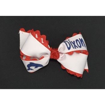 Dixon (White) / Red Ric-Rac Bow - 5 Inch